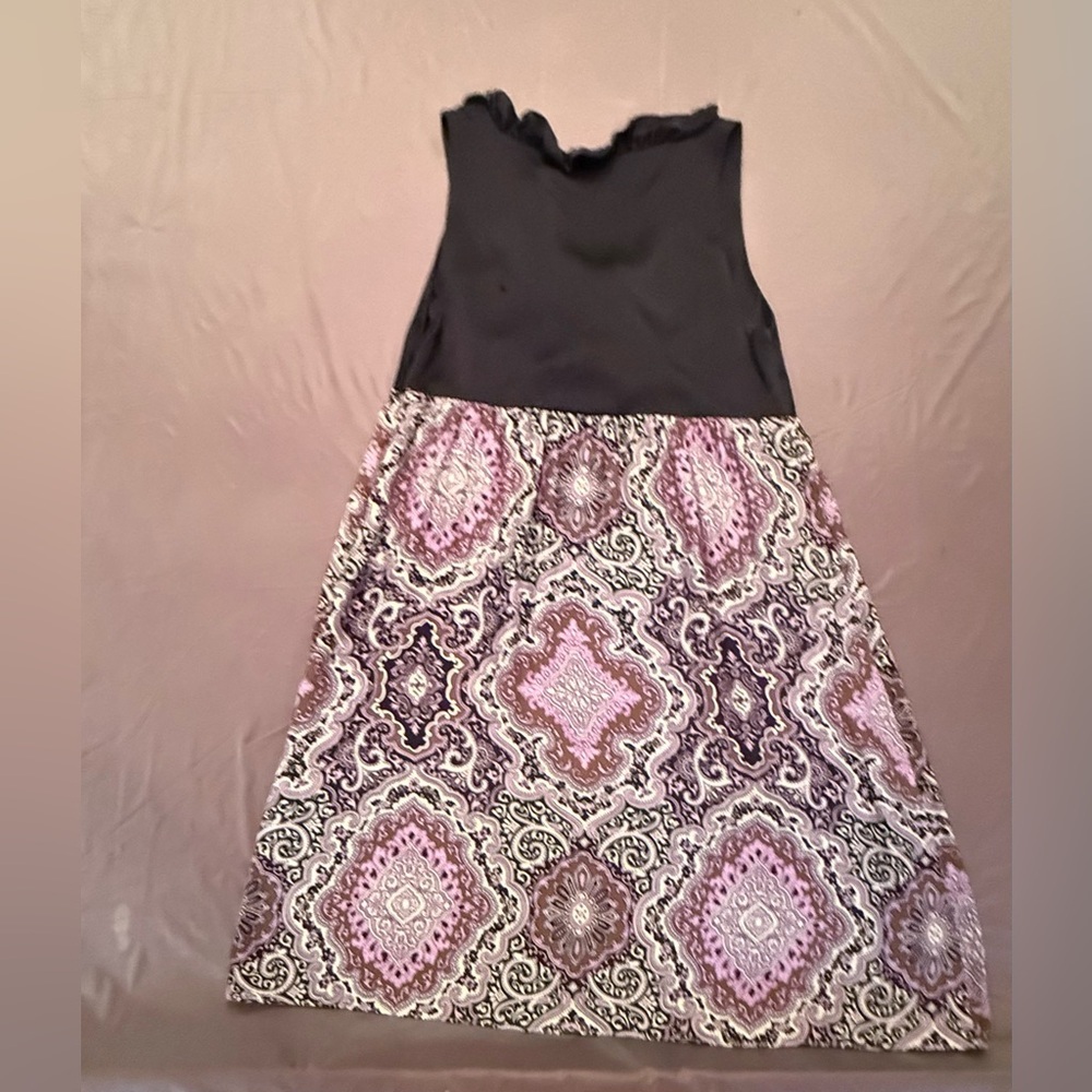 Alice & Trixie Black/Purple Paisley 100% Silk Sleeveless Mini Dress Size XS $198 - Picture 3 of 8